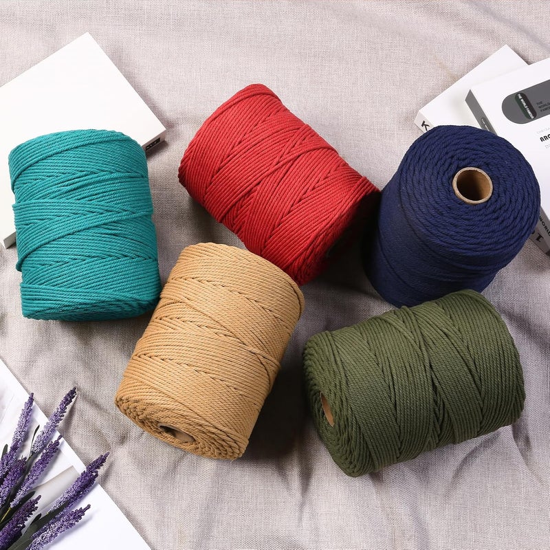 Aelfon Macrame Cord 4mm x 328yards, Soft Colored Macrame Rope, Natural Cotton Cord for Plant Hangers, Wall Hanger, Decorative Projects - Image 4